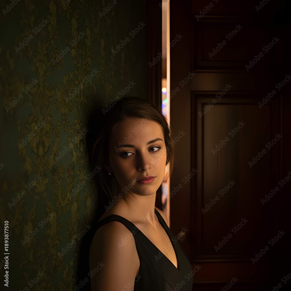 Fototapeta premium A wallflower, loneliness in the bustling party.