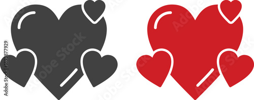 Heart Icons Set Showing Love, Breakup and Health Emotions. Trust, passion, valentine, honesty, culture, and commitment symbol icon for web and app template design.