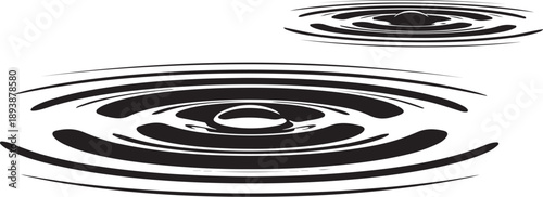 Ripples on water surface in black and white illustration
