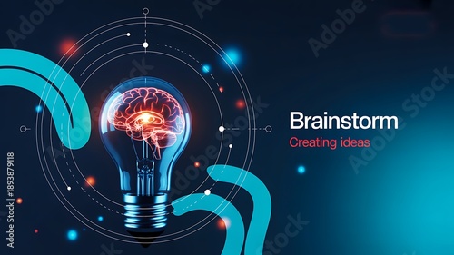 Creative brainstorm concept with glowing light bulb
