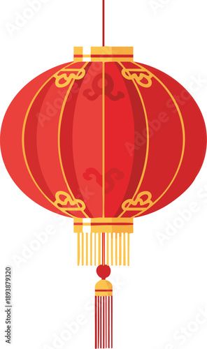 Red Chinese Lantern Flat Illustration