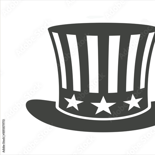 A stylized black and white illustration of uncle sam s top hat