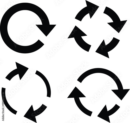 Black recycling symbols on for reuse and recycle concepts