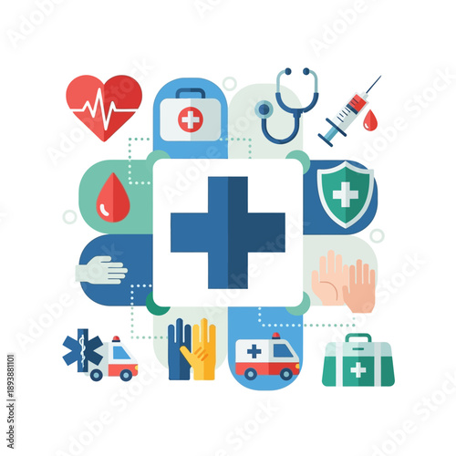 Medical Cross First Aid Symbol Design.