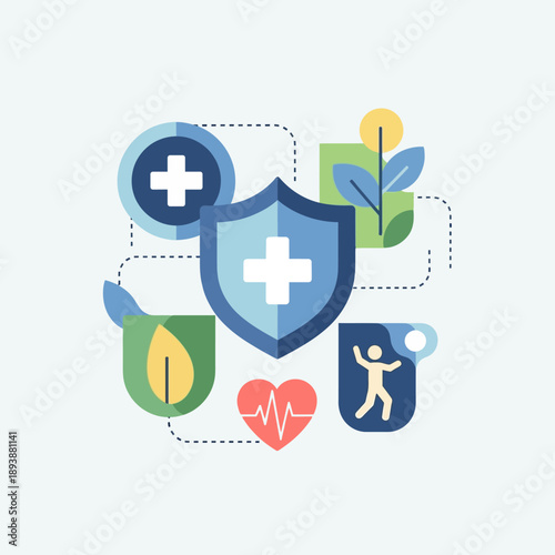 Medical Health Care Cross Shield Icon.