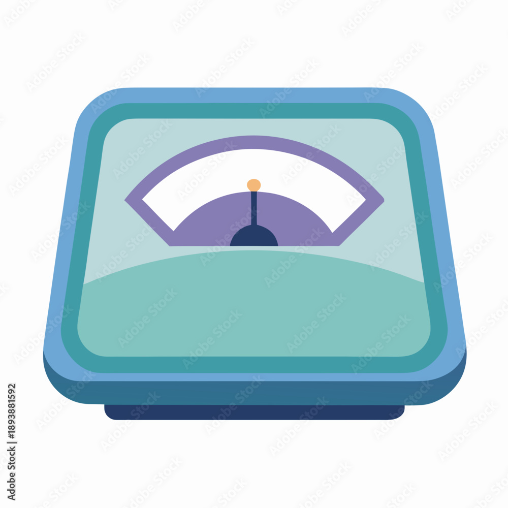 Fototapeta premium Blue bathroom scale with purple and white dial weight scale gauge