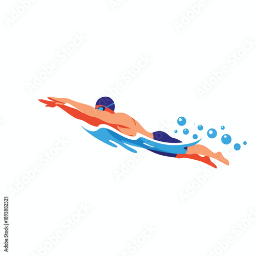 Swimmer in Action Illustration
