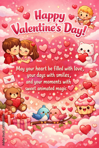 Cute Animated Valentine’s Day Greeting with Love and Happiness