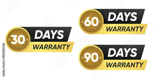 30 60 90 Days Warranty Badge Design Collection
