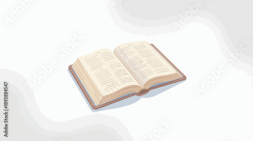 Illustration of an Open Book, Sacred Text, Knowledge, Wisdom, Inspiration in a Minimalist Environment