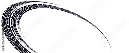 Tire tread marks, drift, motorsport, motocross, rally, tread mark with skid, grinding, splash effect.