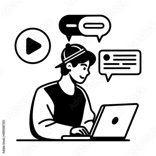 Content Creator Online Video Blogging Icon