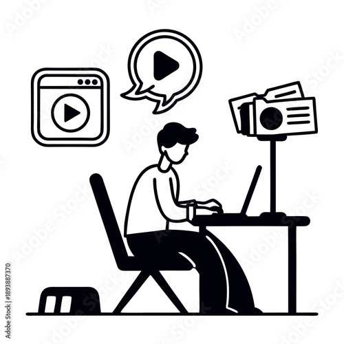 Content Creator Online Video Blogging Icon