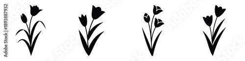 Black Flax Plant Silhouette Vector Set: Agriculture & Linum Usitatissimum Floral Icons for Farm Branding and Textile Design