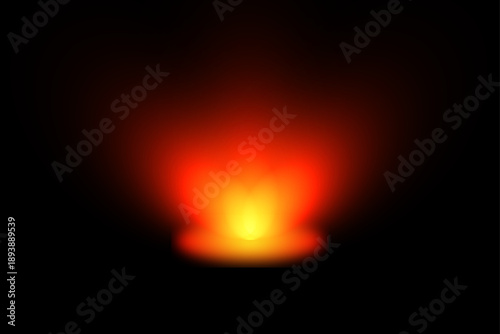 Abstract fiery light glow with warm gradient on black background