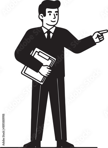 5 Black Solid Dock Supervisors Directing Silhouettes Set on White Background