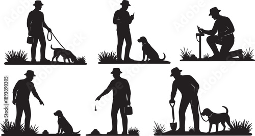 5 Black Solid Silhouettes of Tech Truffle Hunters