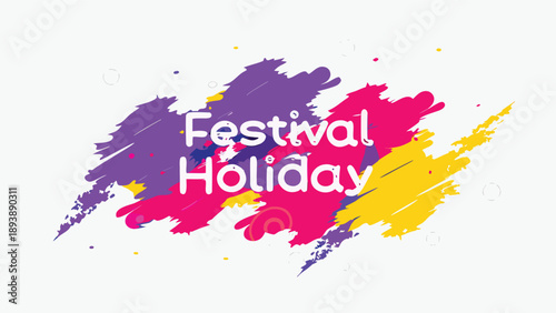 Vibrant holi festival holiday poster with multicolored paint splatters on white background