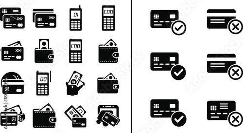 Black and white of payment methods and financial tools
