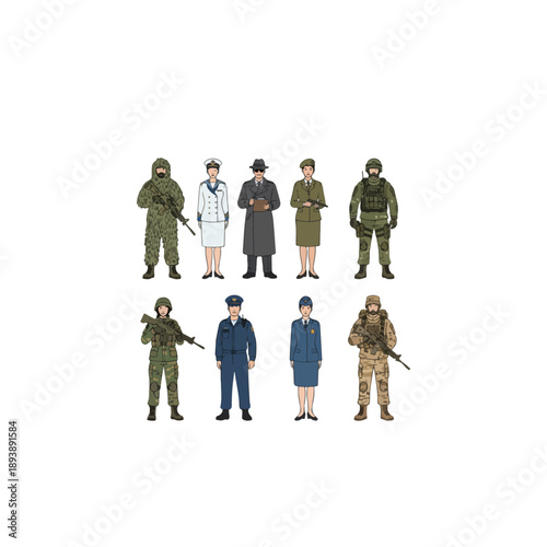 Diverse group of miniature figures representing various professions and roles.