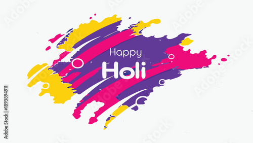 Vibrant holi festival artwork with dynamic paint splashes and happy holi text