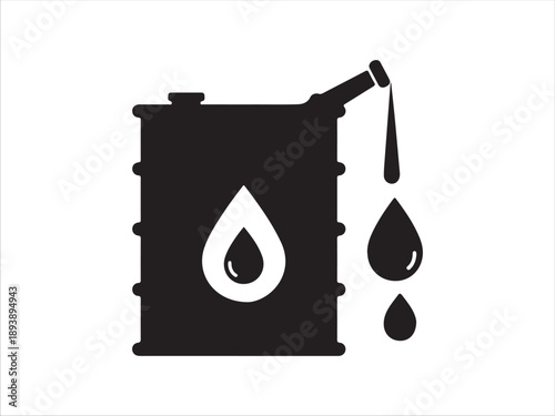 Black Oil Drum Icon with Dripping Oil Symbol