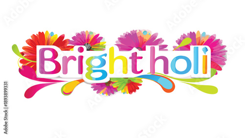 Vibrant holi festival design with colorful flowers and swirling paint