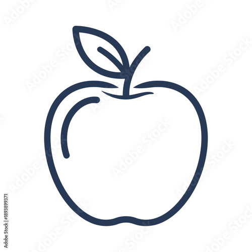 Apple Icon: Simple line drawing of an apple fruit, representing freshness and healthy living.