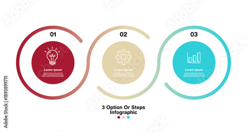 vector circular 3 point section infographic, for business information, banner, annual, web, with line icon. editable vectors