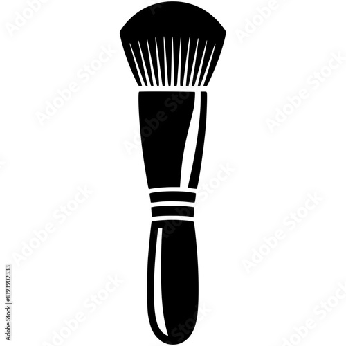 Black makeup brush isolated on white background illustration