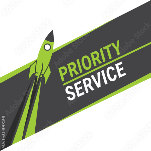 Rocket Launching, Priority Service Concept. Speed, Growth, Success.