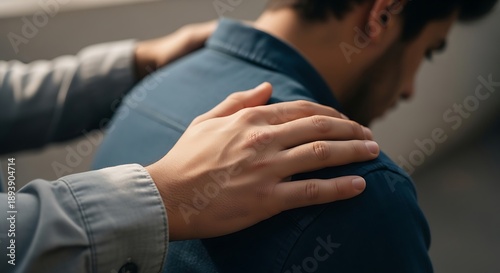 Man Receiving Comfort and Support from Person.