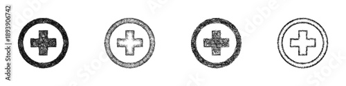 Sketch Circle Medical Cross logo design set