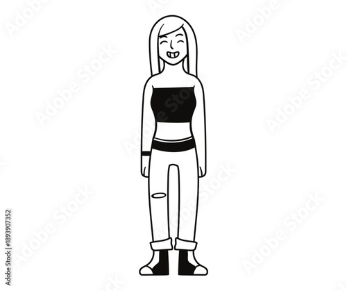 Girl Minimal Abstract Vector Illustration – Transparent Background