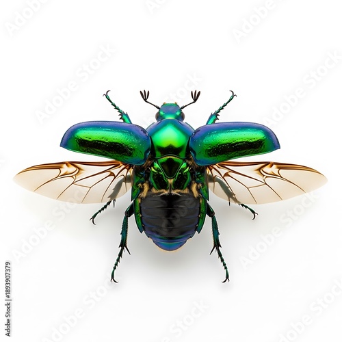 Wallpaper Mural Emerald Jewel Beetle - A Stunning Insect Portrait on White. Torontodigital.ca