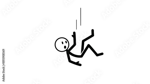 Stick figure character falling from a great height with a worried expression.