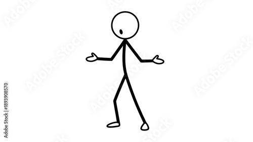 Simple stick figure with outstretched arms and questioning expression.