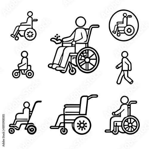 Set of Wheelchair and Disability Accessibility Icons