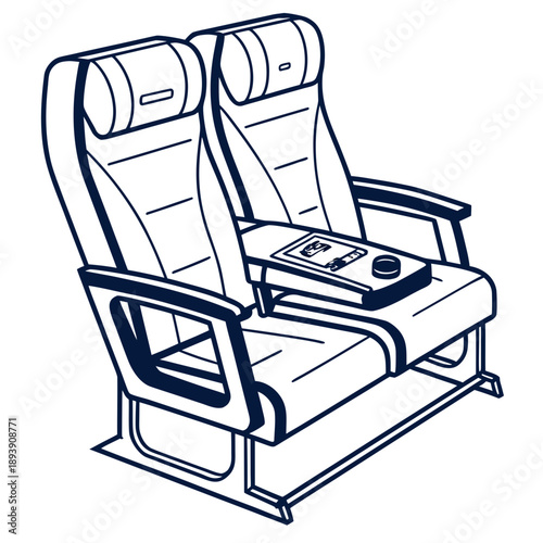 Comfortable airline seats with control panel
