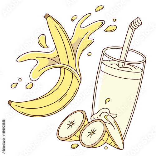 Fresh banana smoothie illustration