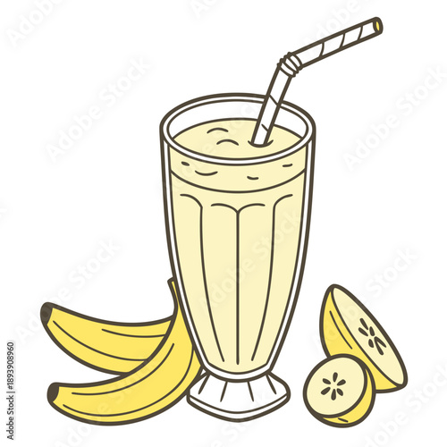 Refreshing banana smoothie with fresh bananas