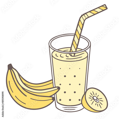 Refreshing banana smoothie with fruit