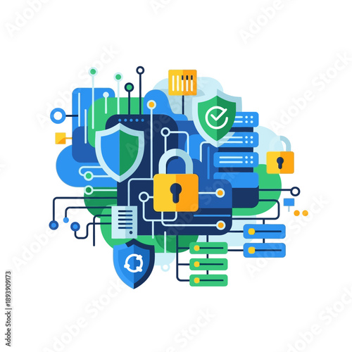 Digital Security and Protection Icons.