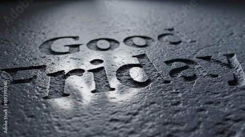 Good Friday on wet stone easter christian holiday.