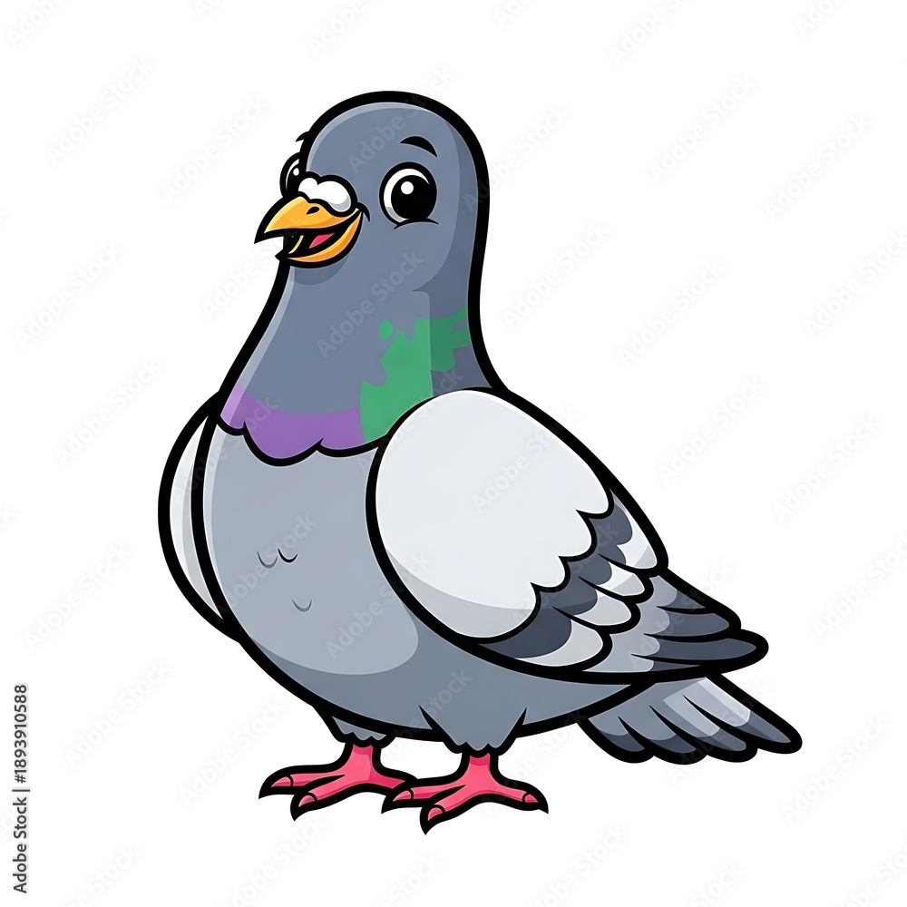 Obraz premium Cartoon Pigeon Bird Animal Character.