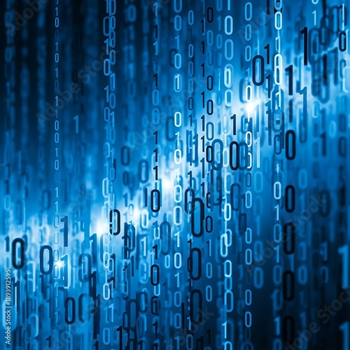 Wallpaper Mural Binary Code Stream - A Digital Waterfall of Information. Torontodigital.ca