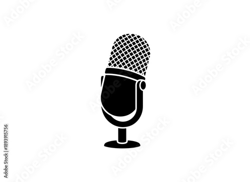 Black silhouette retro microphone icon for audio broadcasting