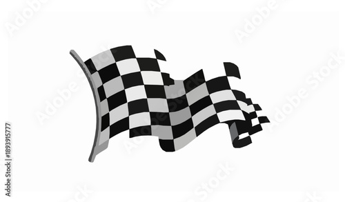 Waving checkered racing flag finish line vector illustration motorsport concept