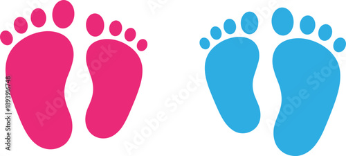 Pink and Blue Baby Footprints Icons illustration