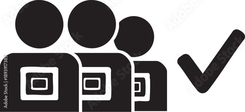 Three people with checkmark approval verified users